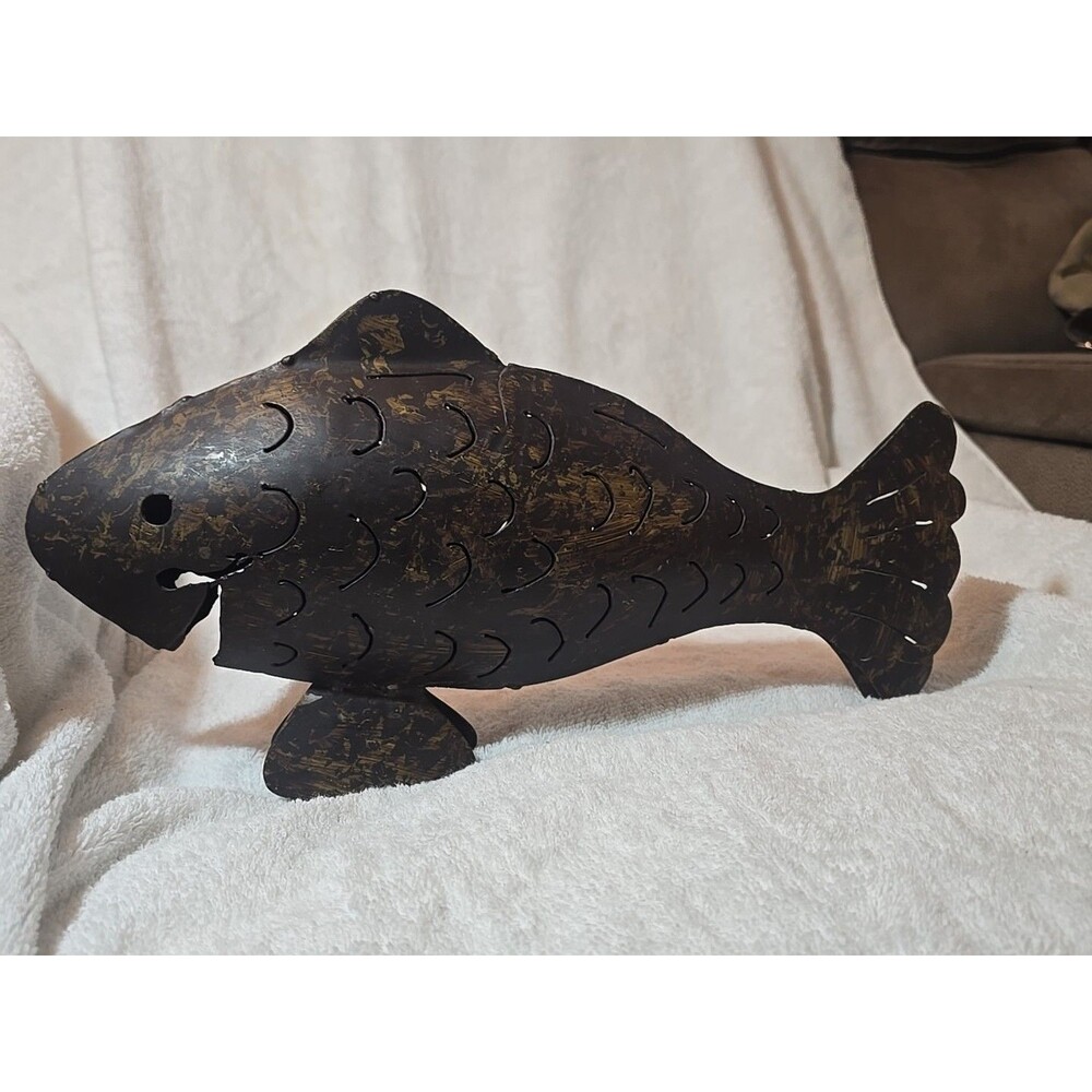 Vtg Metal Fish Tealight Candle Holder 13.5" Long - Picture 2 of 9